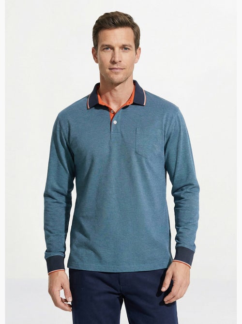 Polo maille piquée manches longues coton - Afibel - Kiabi
