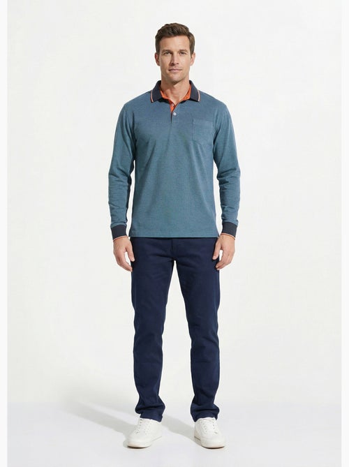 Polo maille piquée manches longues coton - Afibel - Kiabi