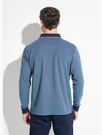 Polo maille piquée manches longues coton