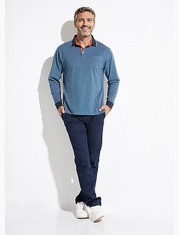 Polo maille piquée manches longues coton