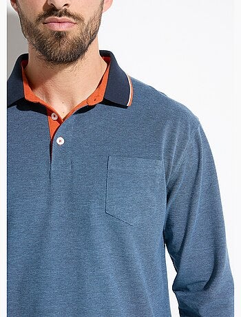 Polo maille piquée manches longues coton