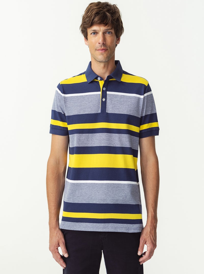 Polo maille piquée rayé - Damart Jaune - Kiabi