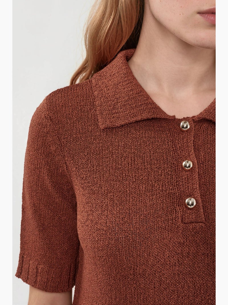 Polo maille texturée hiccup Terracotta - Kiabi