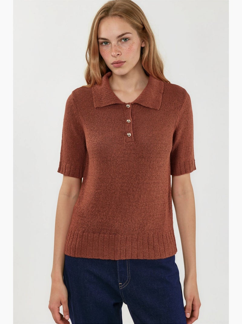 Polo maille texturée hiccup Terracotta - Kiabi