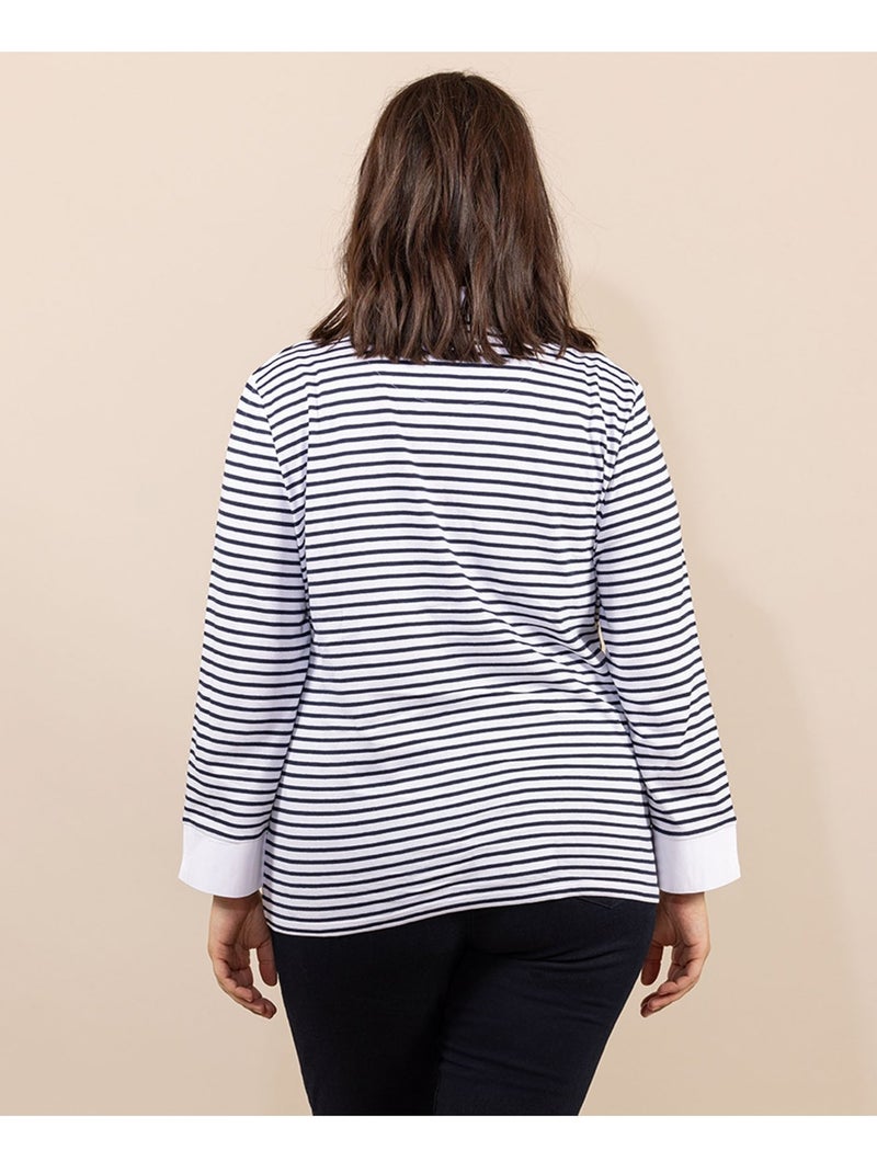 Polo manches 3/4 - Terre de Marins Blanc Bleu - Kiabi