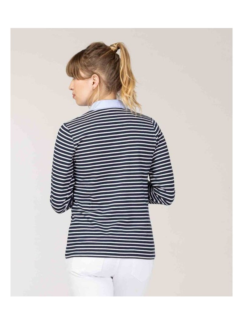 Polo manches 3/4 - Terre de Marins Bleu Beige - Kiabi