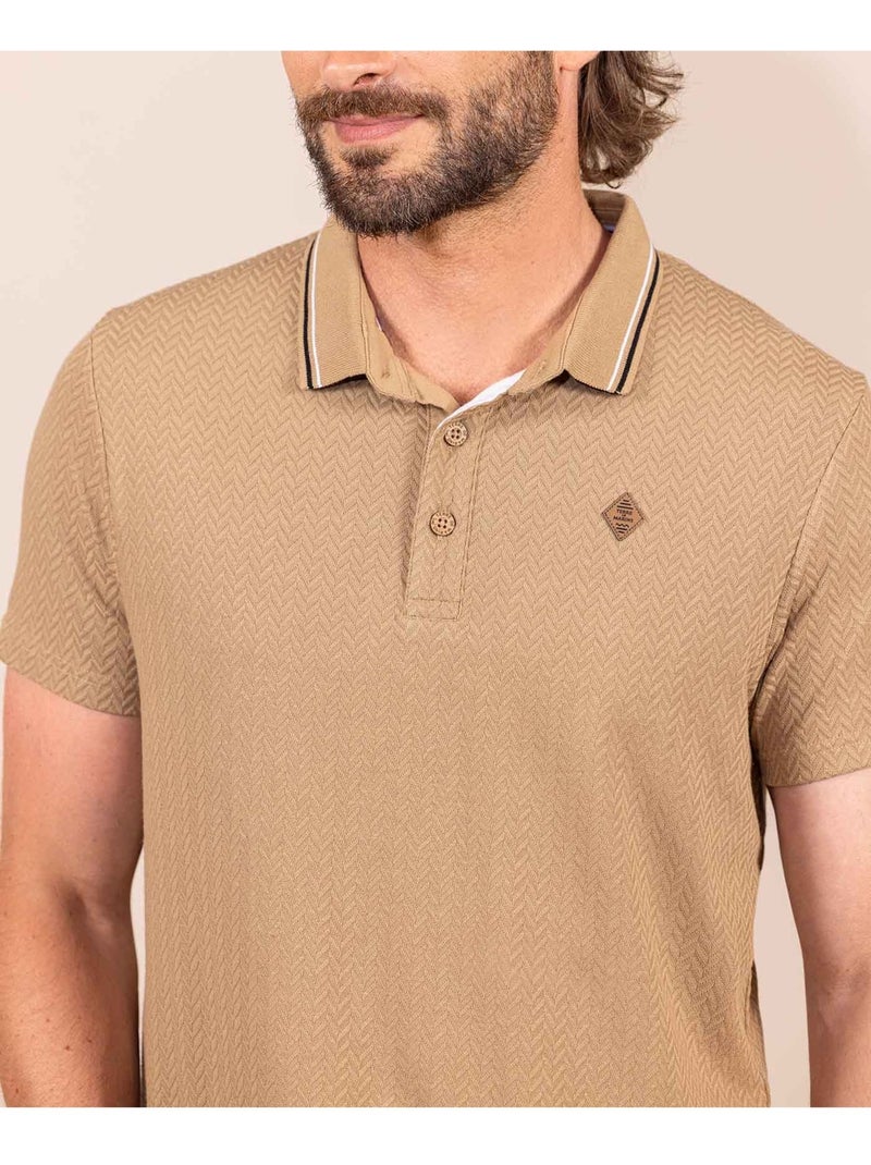 Polo manches courtes - Terre de Marins Beige foncé - Kiabi