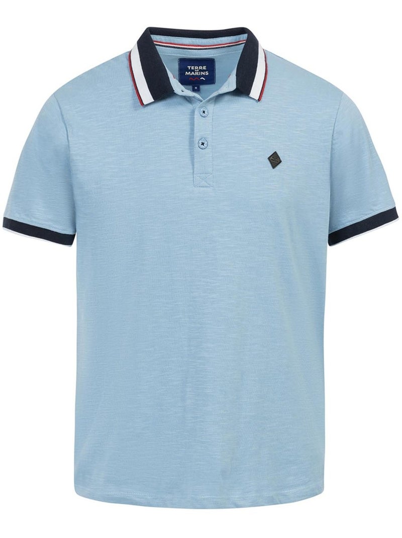 Polo manches courtes - Terre de Marins Bleu clair - Kiabi