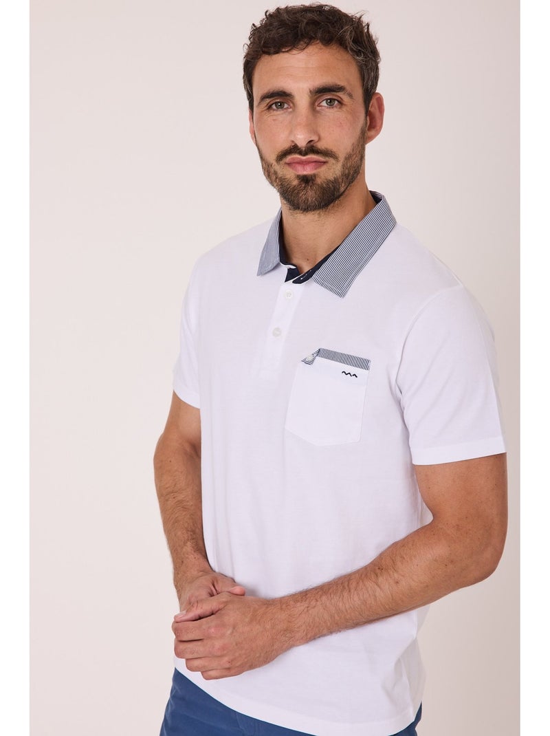 Polo manches courtes 100% coton - Terre de Marins Blanc - Kiabi