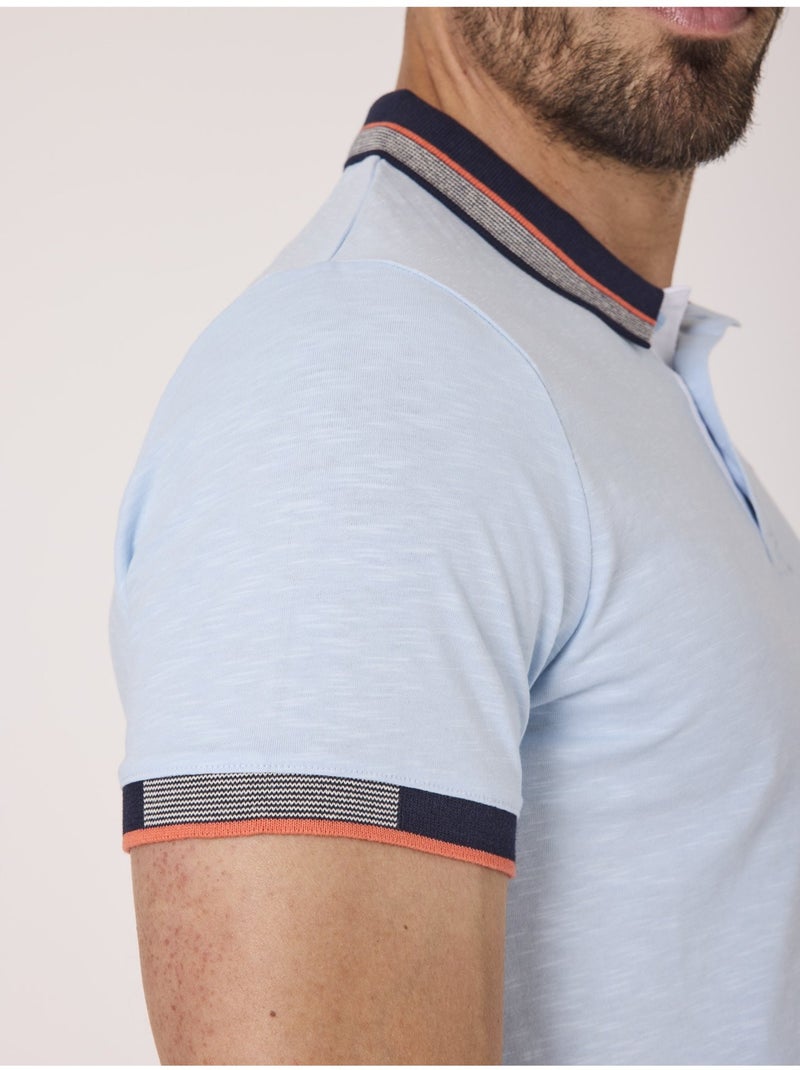 Polo manches courtes 100% coton - Terre de Marins Bleu - Kiabi