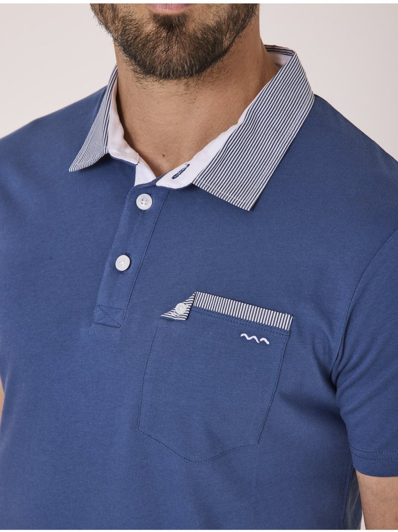 Polo manches courtes 100% coton - Terre de Marins Bleu - Kiabi