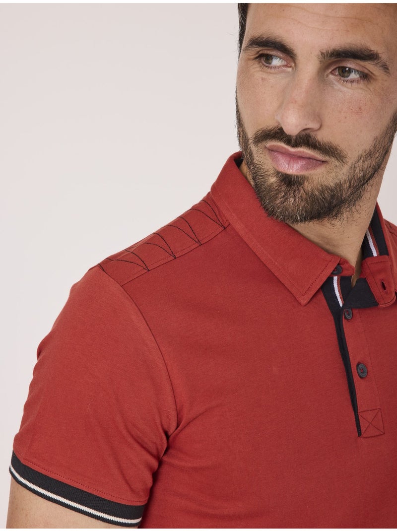 Polo manches courtes 100% coton - Terre de Marins Marron - Kiabi