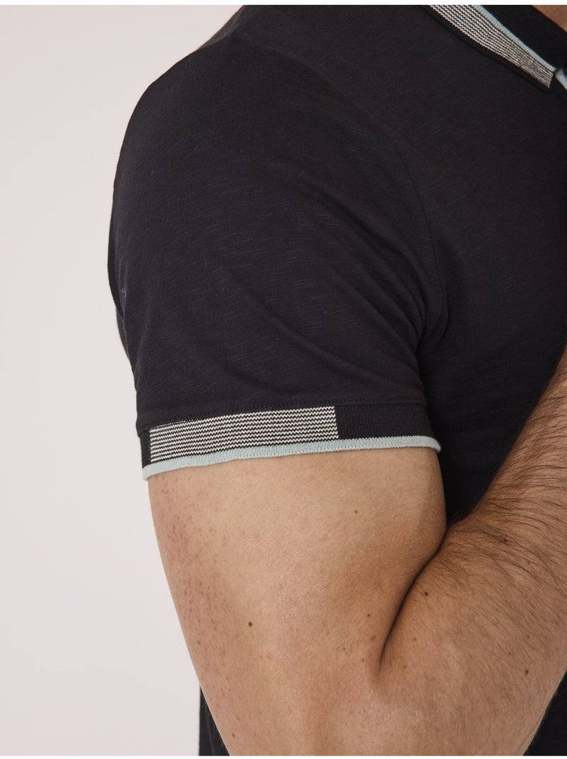 Polo manches courtes 100% coton - Terre de Marins Noir - Kiabi