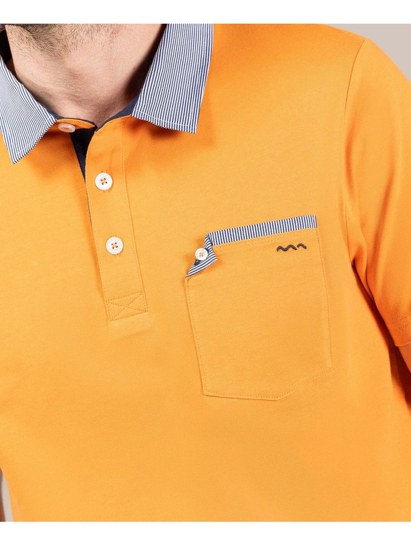 Polo manches courtes 100% coton - Terre de Marins Orange clair - Kiabi