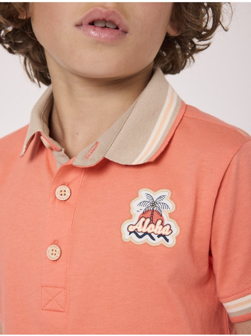 Polo manches courtes 100% coton - Terre de Marins Orange - Kiabi