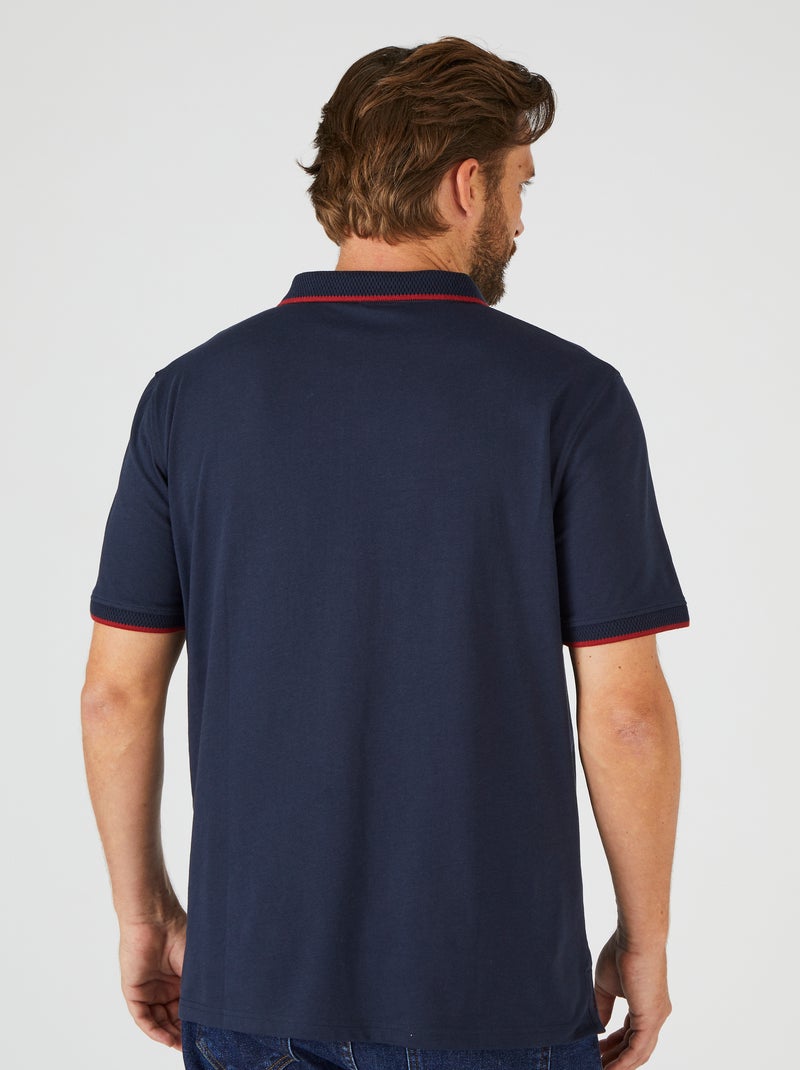 Polo manches courtes à col zippé Climatyl - Damart Bleu nuit - Kiabi