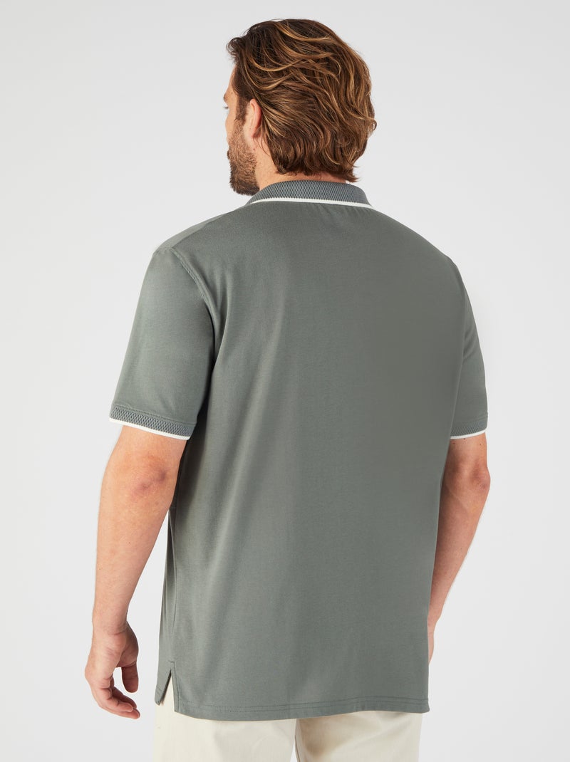 Polo manches courtes à col zippé Climatyl - Damart Vert - Kiabi