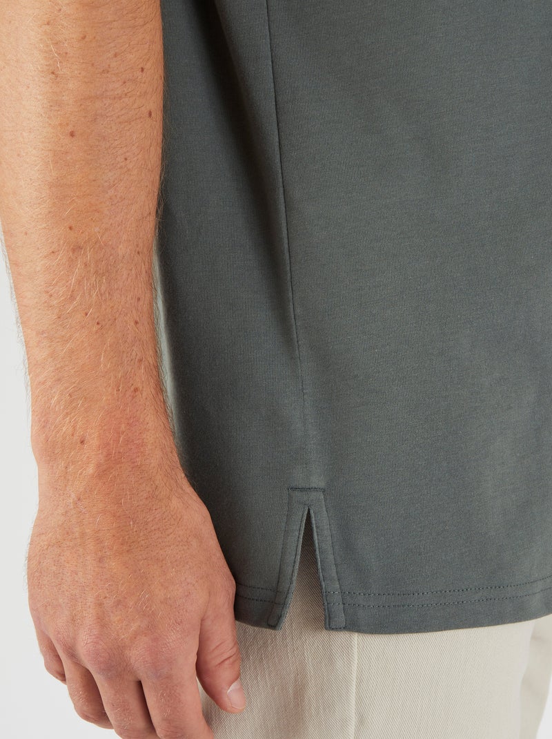 Polo manches courtes à col zippé Climatyl - Damart Vert - Kiabi