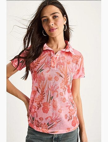 Polo manches courtes à fleurs lucci