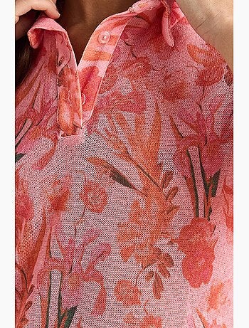 Polo manches courtes à fleurs lucci