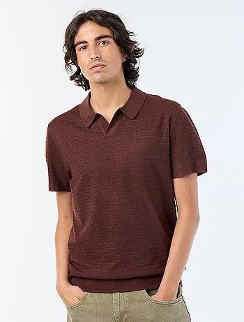 Polo manches courtes à maille ajourée