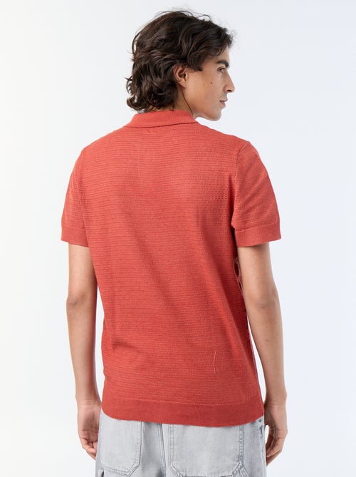 Polo manches courtes à maille ajourée - Kiabi