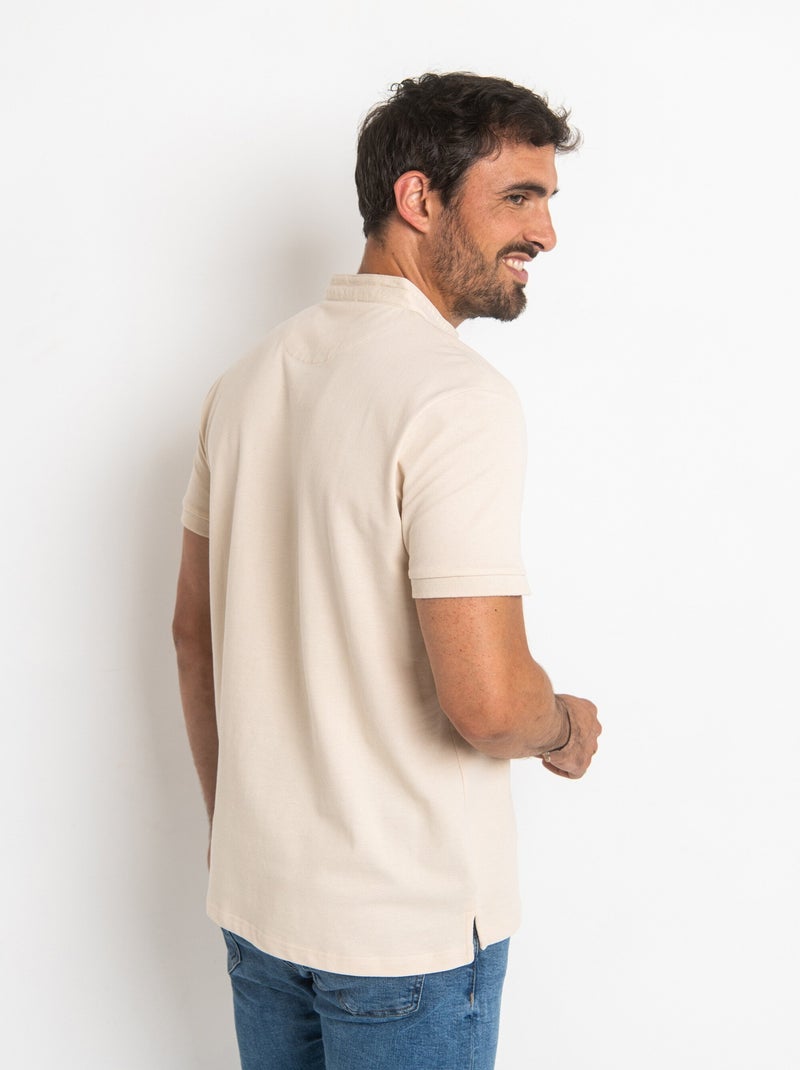 Polo manches courtes avec col mao - AFIBEL Beige - Kiabi