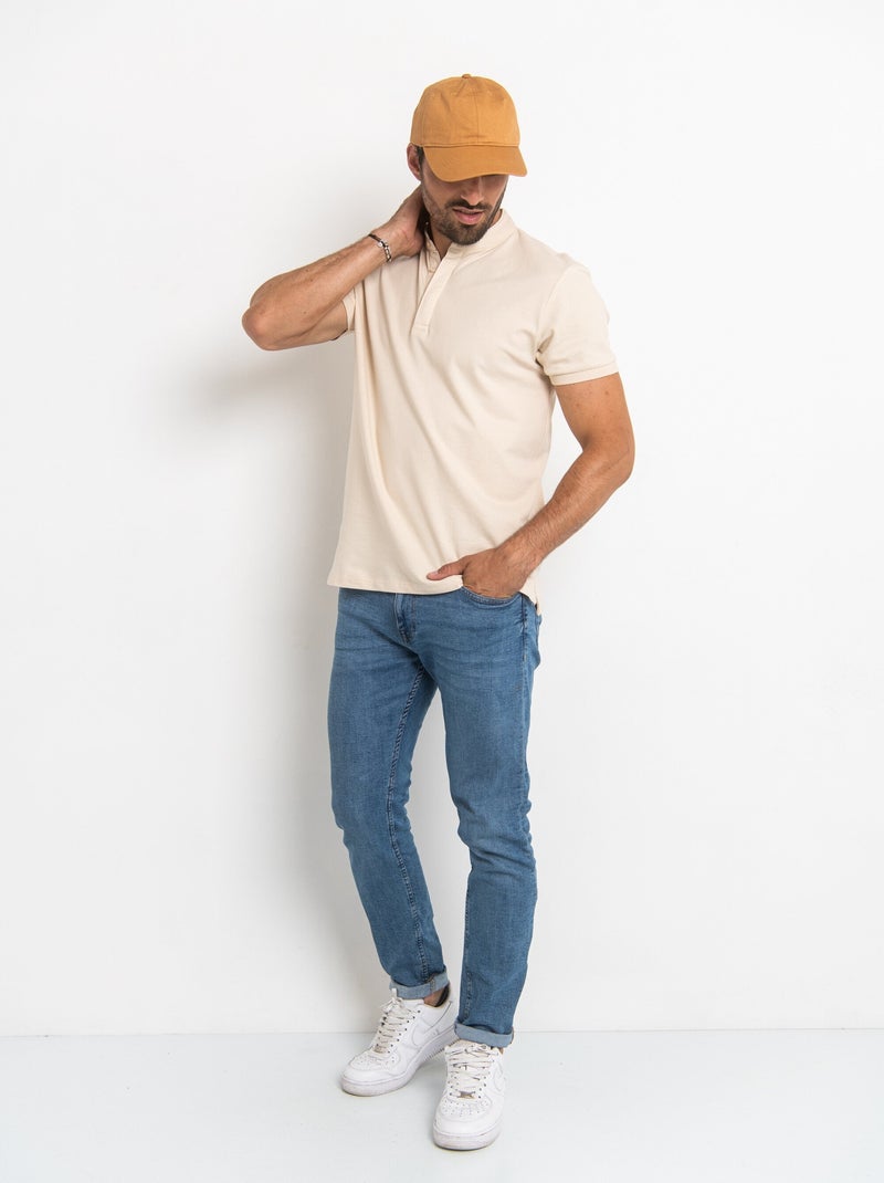 Polo manches courtes avec col mao - AFIBEL Beige - Kiabi