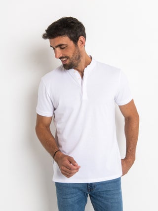 Polo manches courtes avec col mao