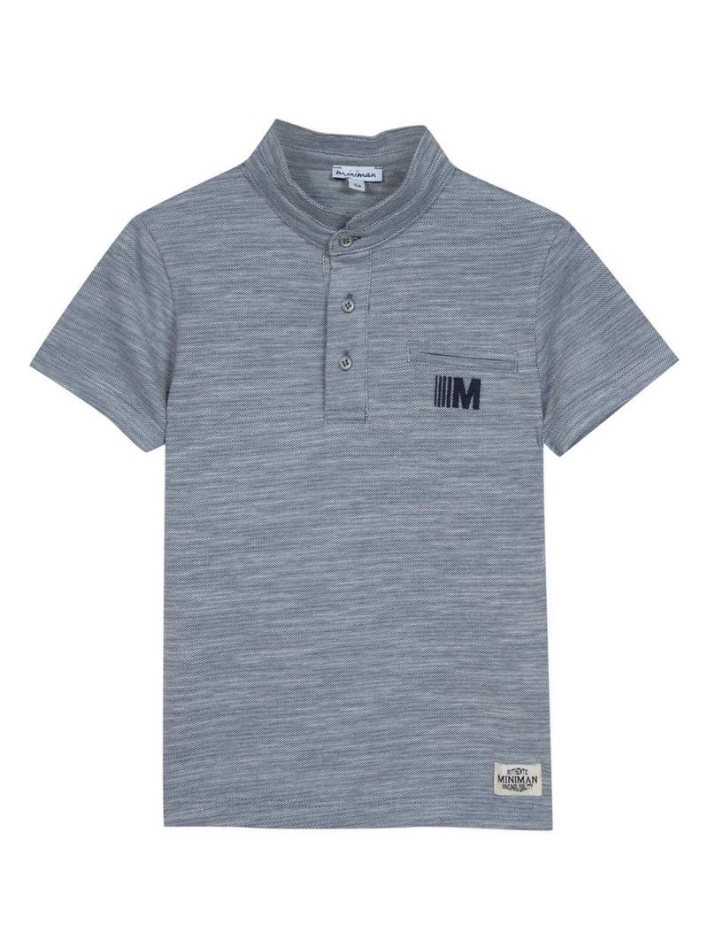 Polo Manches Courtes Col Montant 'miniman' Bleu gris - Kiabi