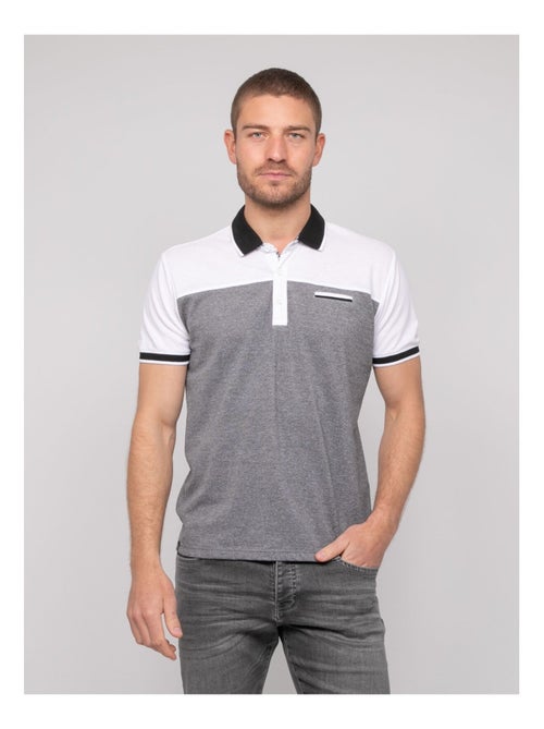 Polo manches courtes coton bicolore POPLINO - Kiabi