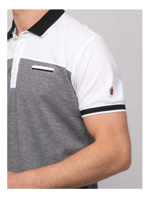Polo manches courtes coton bicolore POPLINO - Kiabi
