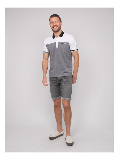 Polo manches courtes coton bicolore POPLINO - Kiabi