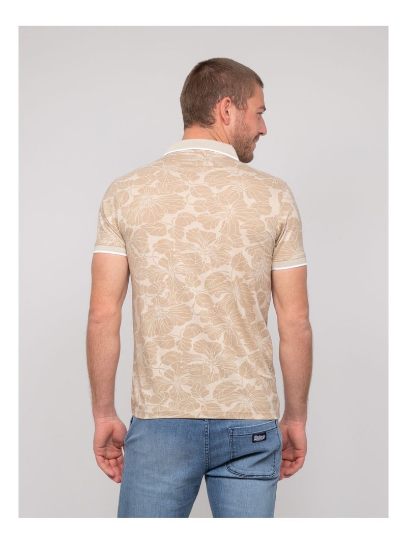 Polo manches courtes coton motifs PAILLOTE Beige - Kiabi
