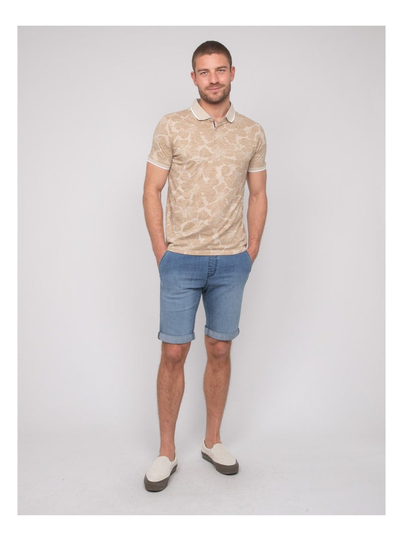 Polo manches courtes coton motifs PAILLOTE Beige - Kiabi