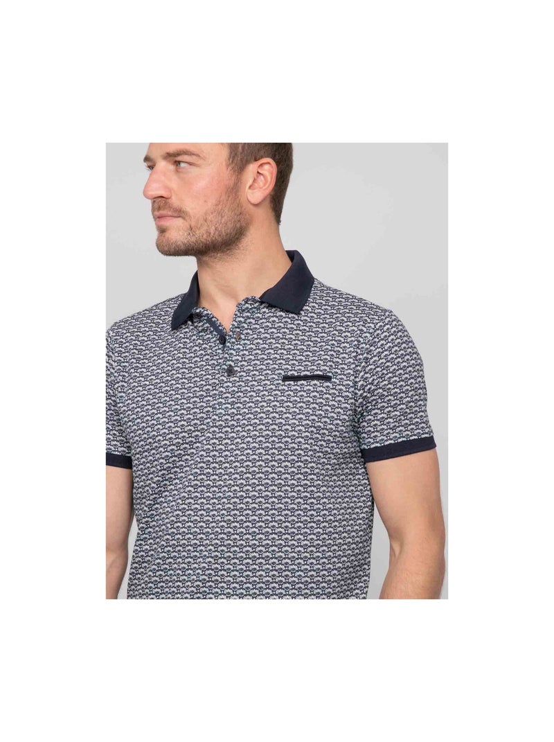 Polo manches courtes coton motifs PALAINA Bleu marine - Kiabi