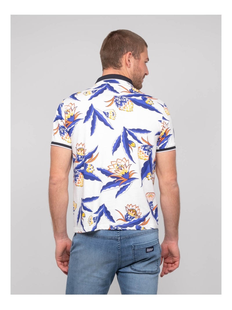 Polo manches courtes coton motifs PEWA Bleu marine - Kiabi