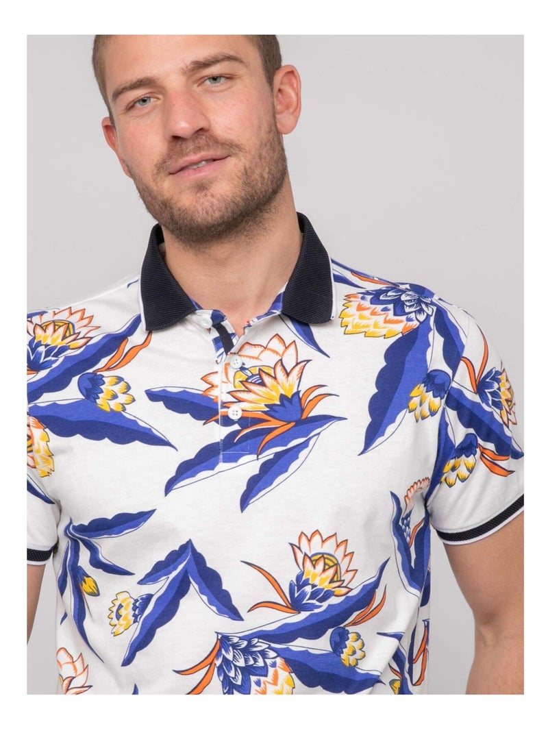 Polo manches courtes coton motifs PEWA Bleu marine - Kiabi