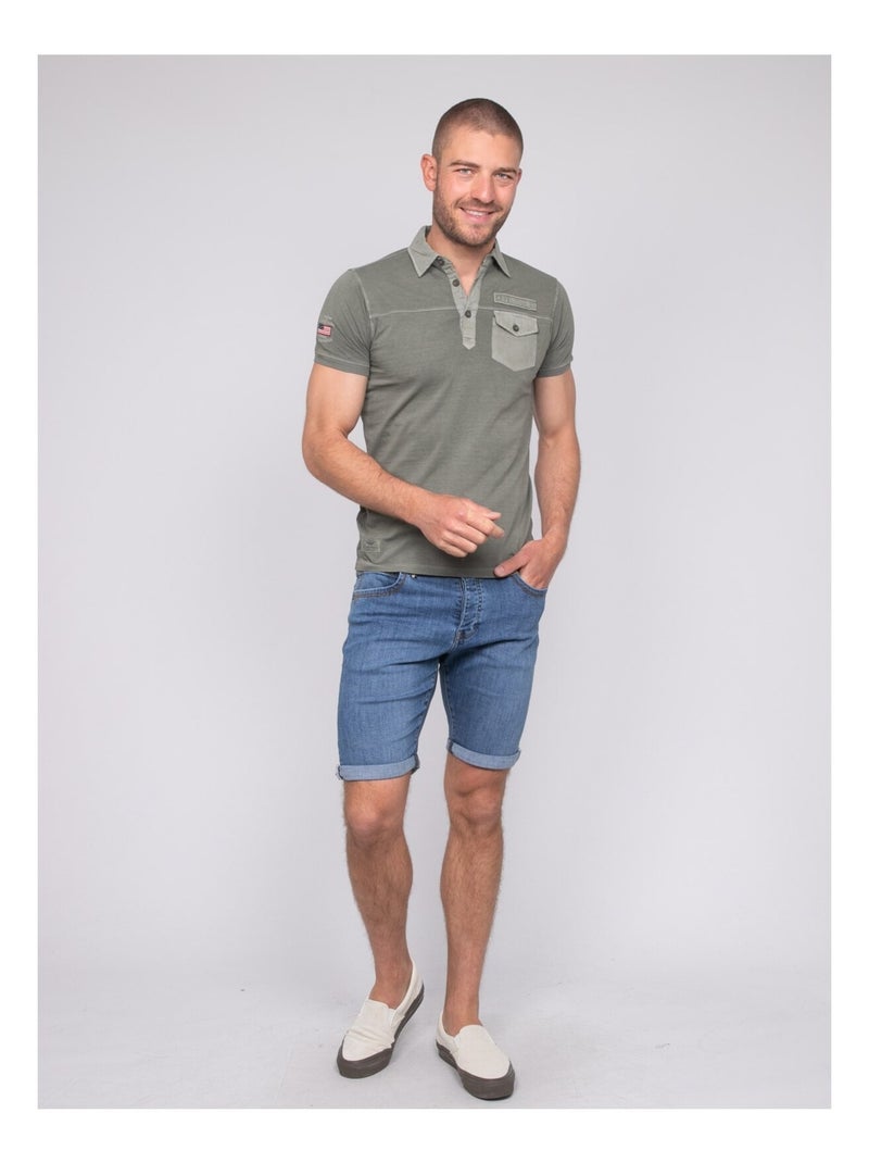 Polo manches courtes coton PILOTOMA Kaki - Kiabi
