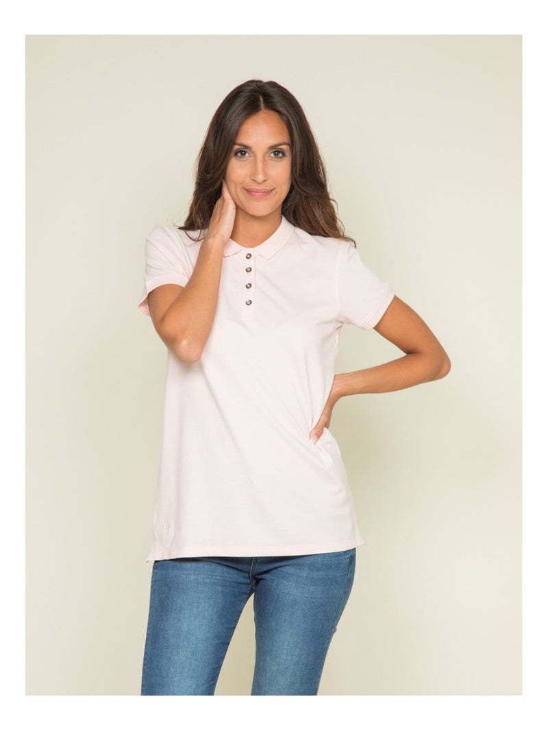 Polo manches courtes en coton piqué FOLORA Rose - Kiabi