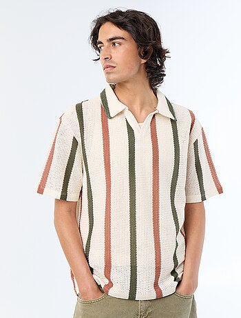 Polo manches courtes en maille ajourée