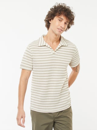 Polo manches courtes en maille fantaisie ajourée