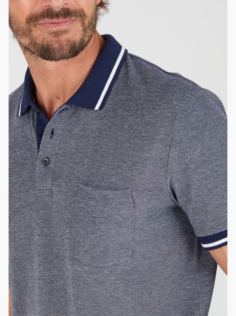 Polo manches courtes en maille piquée - Damart Bleu marine - Kiabi