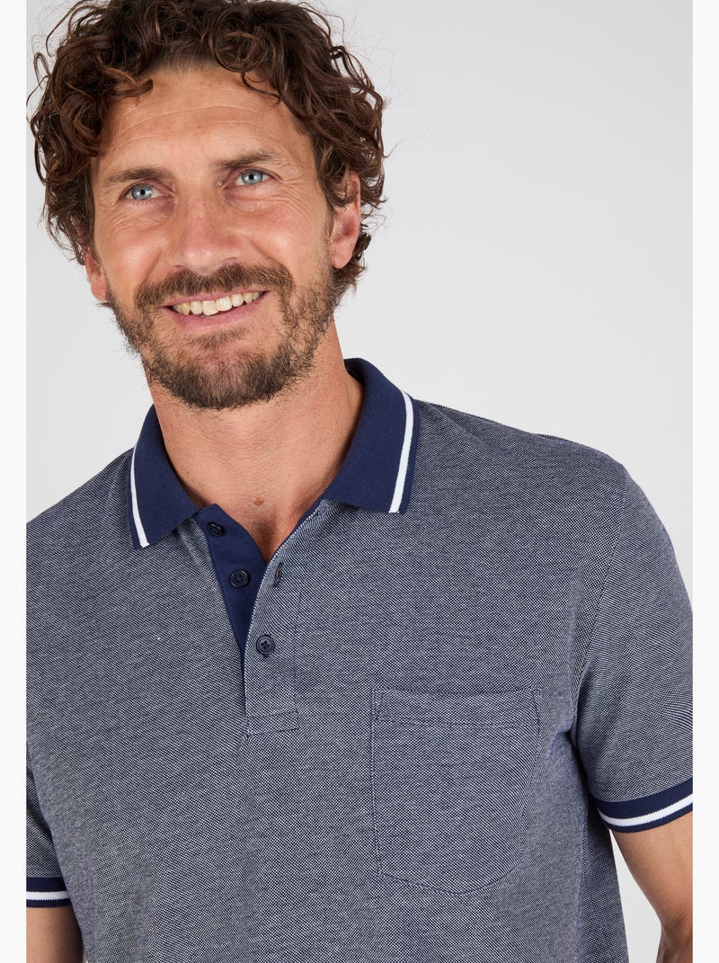 Polo manches courtes en maille piquée - Damart Bleu marine - Kiabi