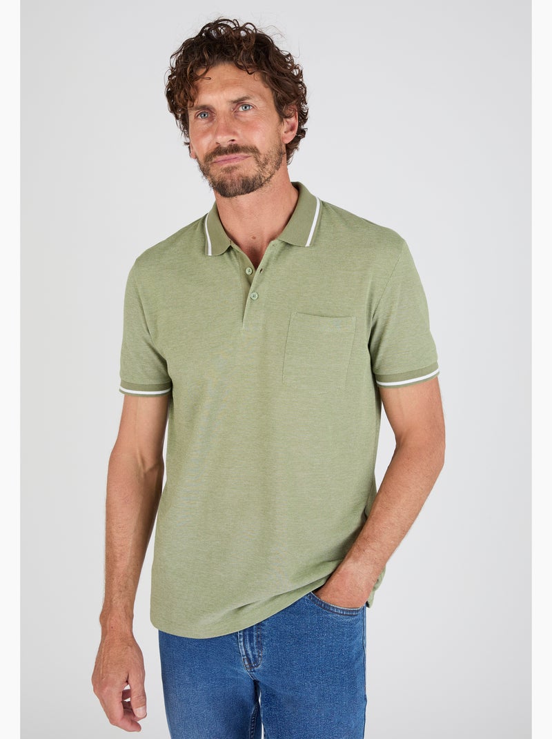 Polo manches courtes en maille piquée - Damart Vert - Kiabi