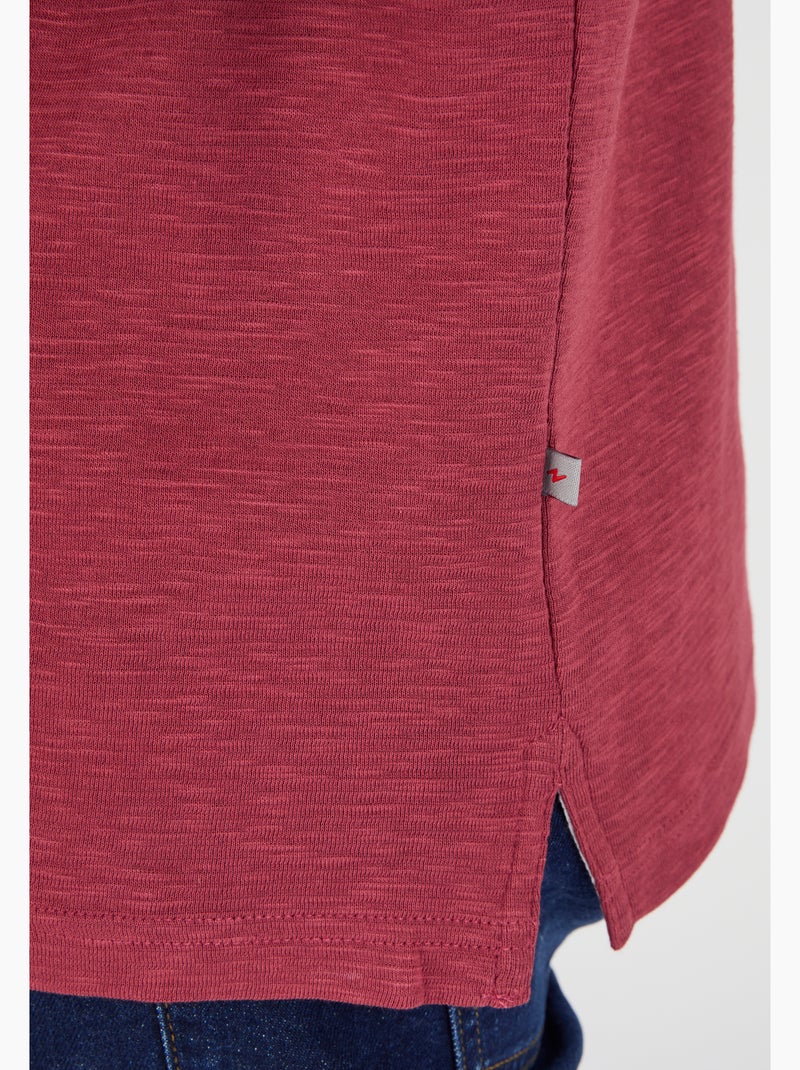 Polo manches courtes en maille reliefée - Damart Rouge - Kiabi