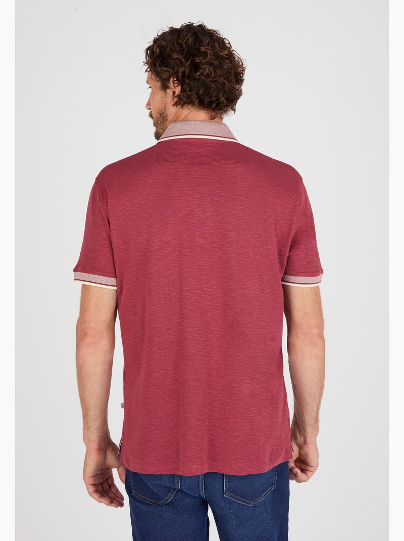 Polo manches courtes en maille reliefée - Damart Rouge - Kiabi