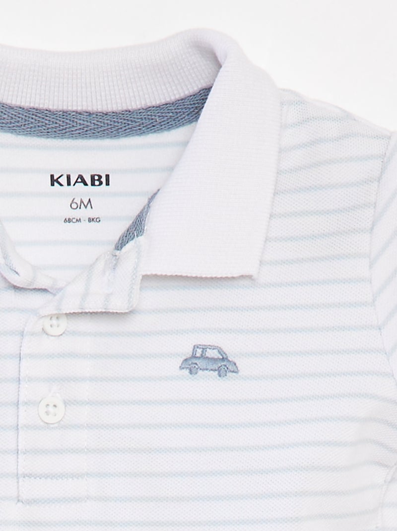 Polo manches courtes en piqué de coton BLANC - Kiabi