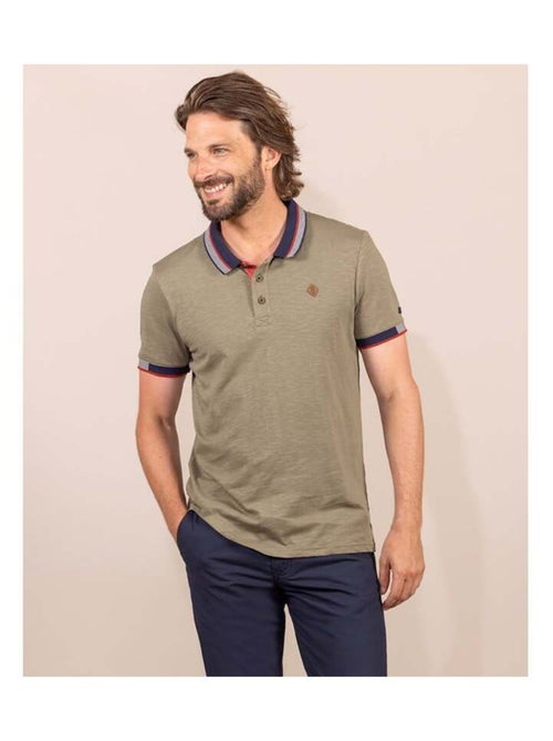 Polo manches courtes kaki clair Homme - Kiabi