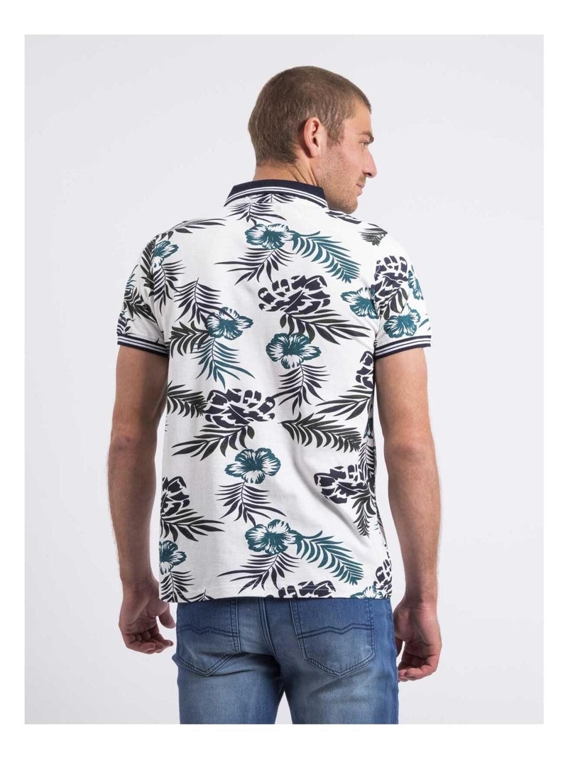 Polo manches courtes motifs PABANA Blanc - Kiabi